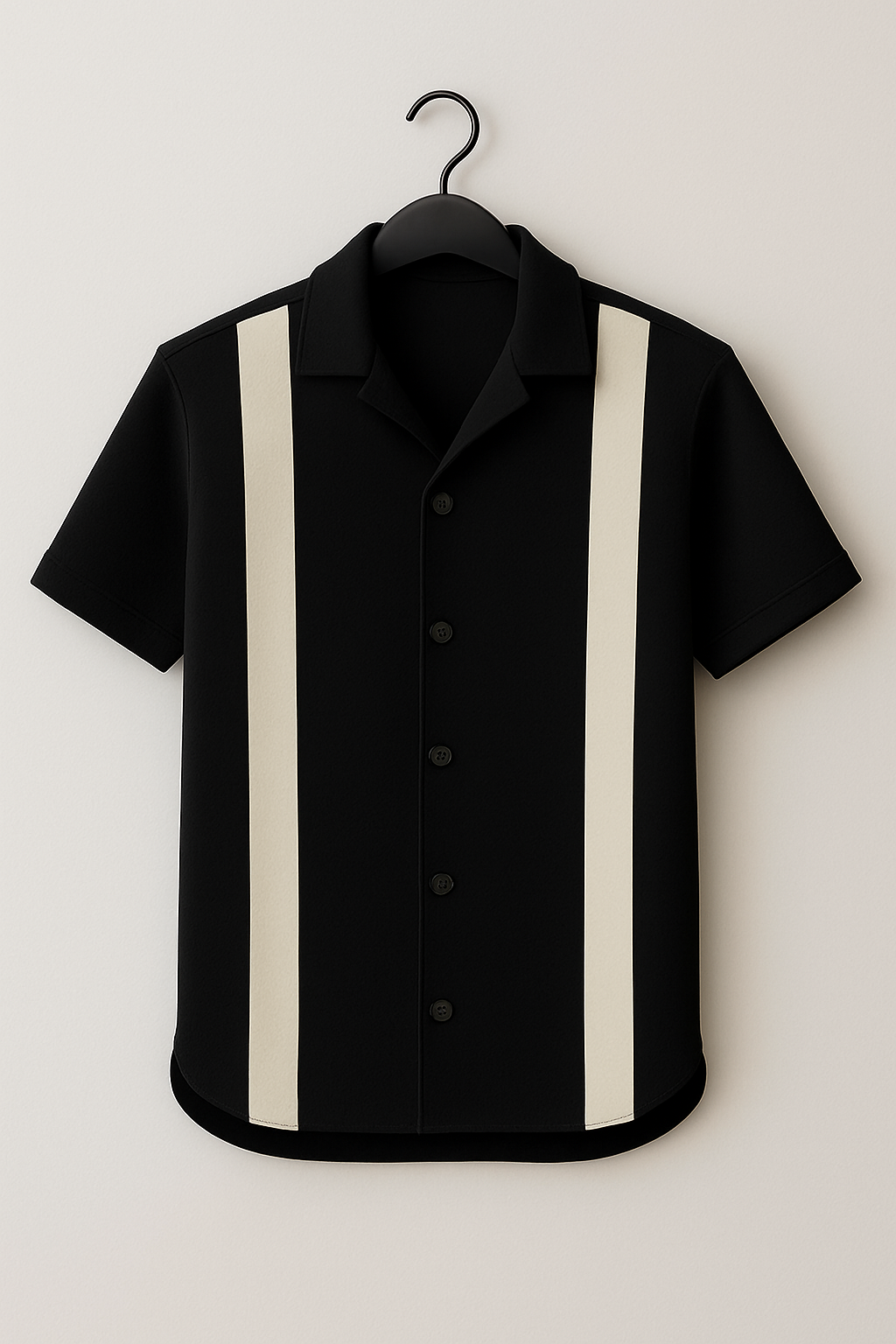 Black White Panel Cuban Shirt
