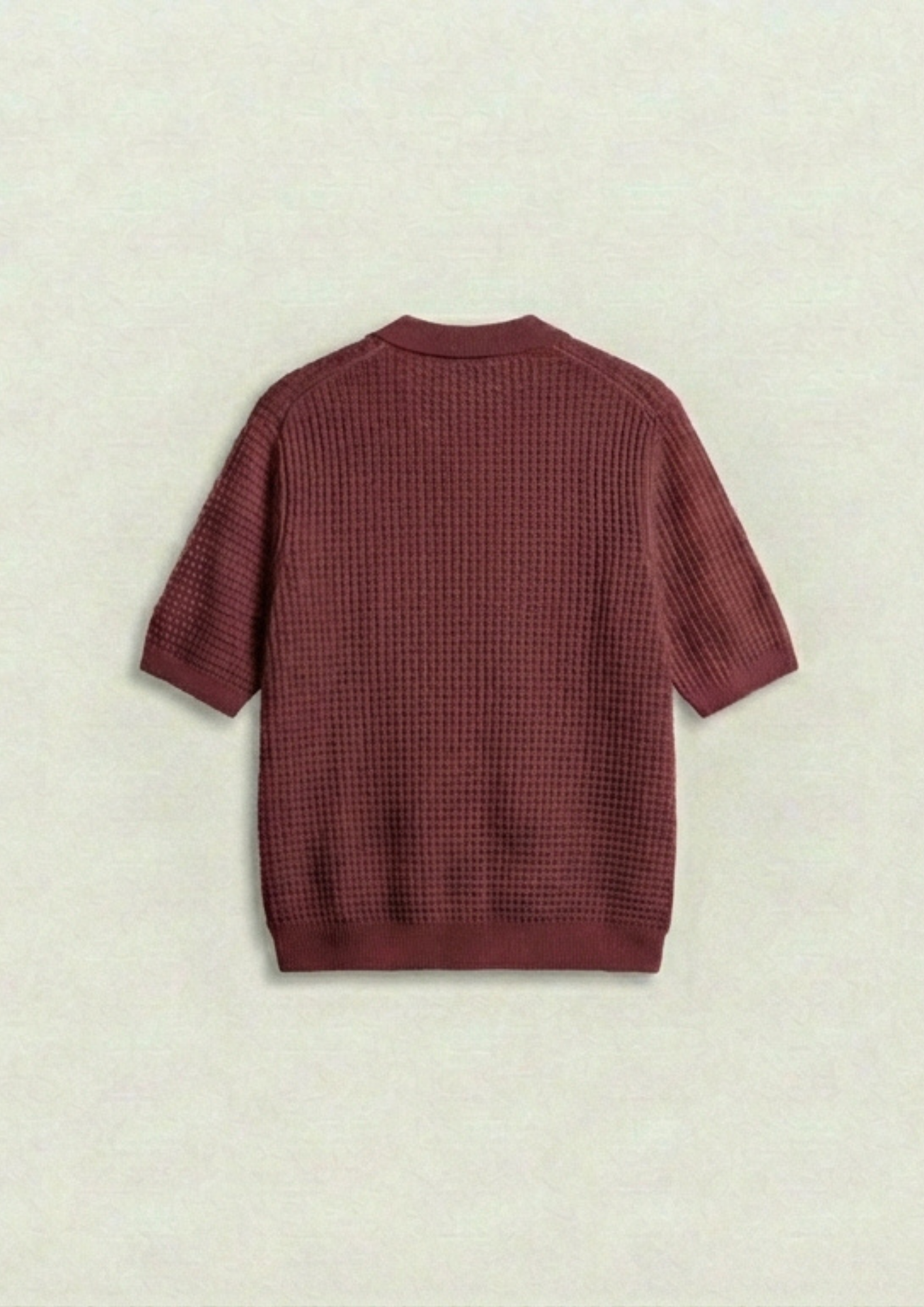 2 Piece Waffle Knit Polo T-Shirt (Black – Maroon)
