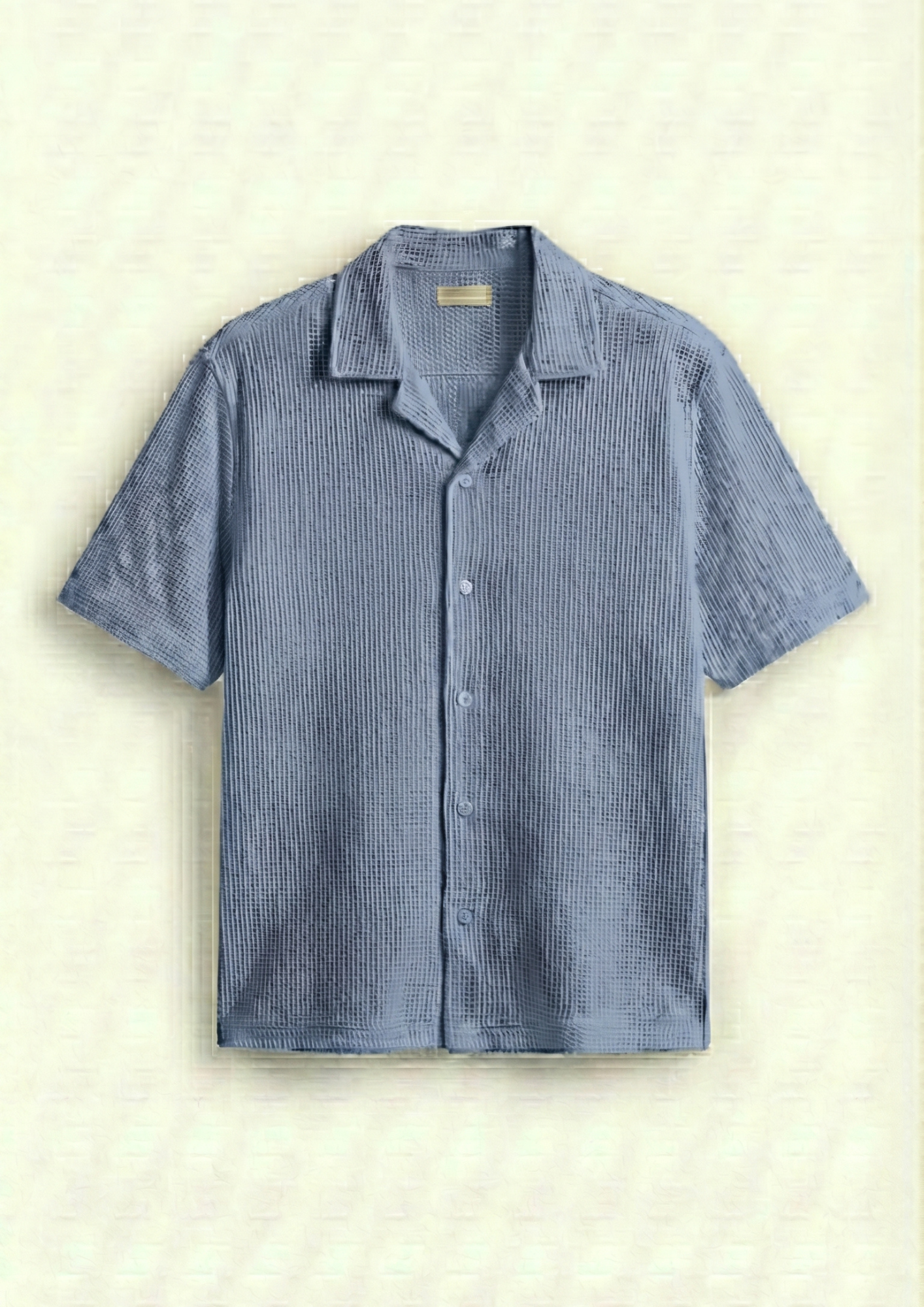 Pack Of 2 Waffle Knit Cuben Collar Shirt - (White - Light Blue)