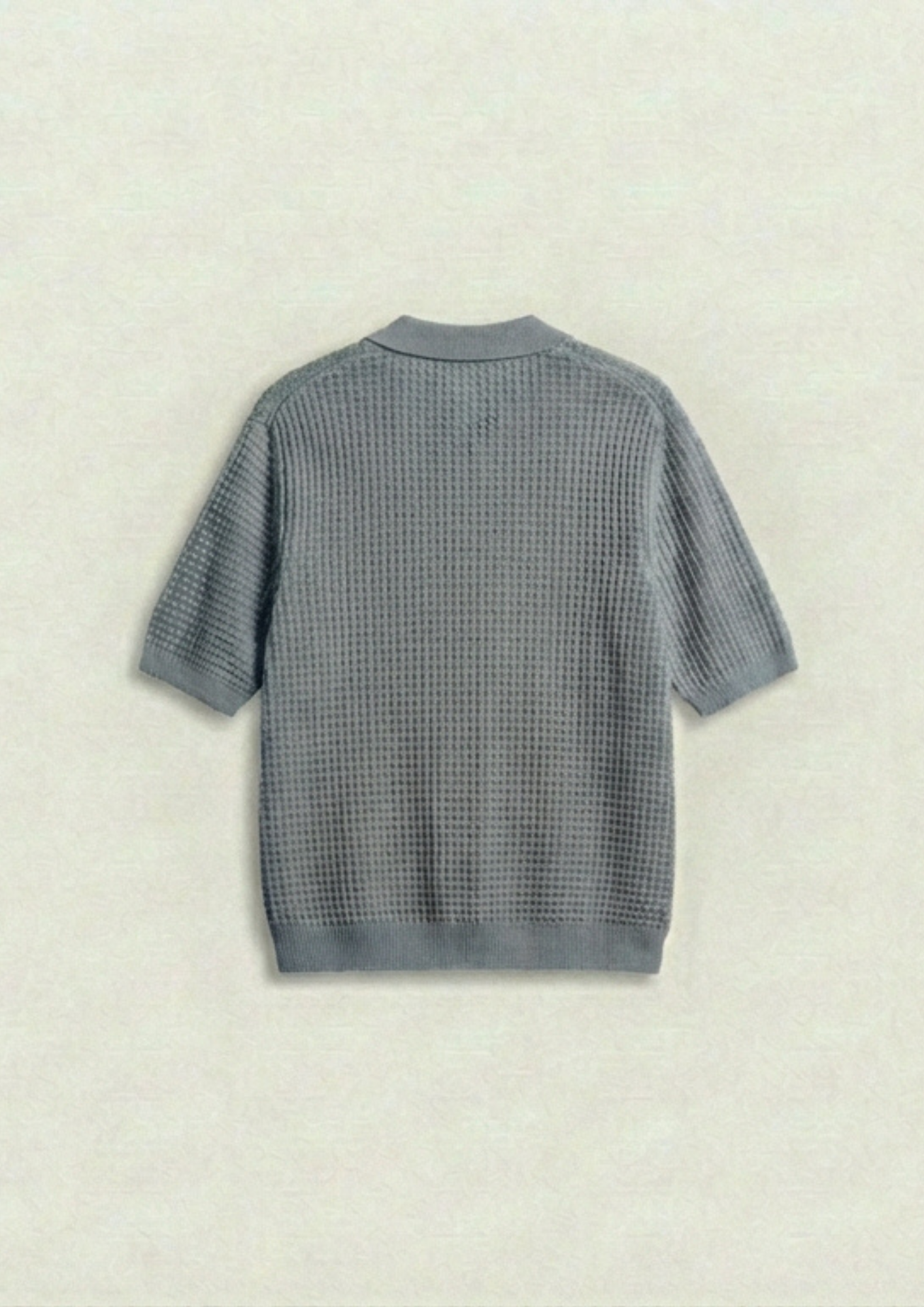 2 Piece Waffle Knit Polo T-Shirt (Brown – Steel Gray)