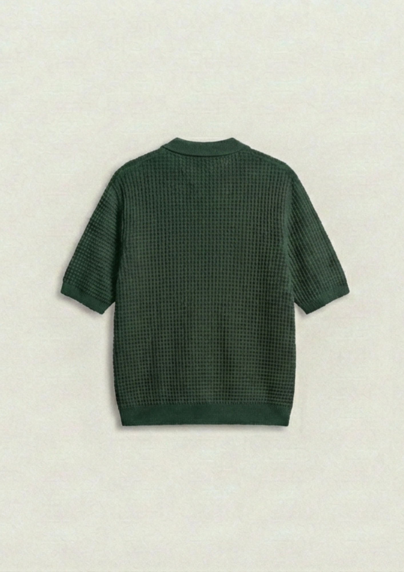 2 Piece Waffle Knit Polo T-Shirt (White – Forest Green)
