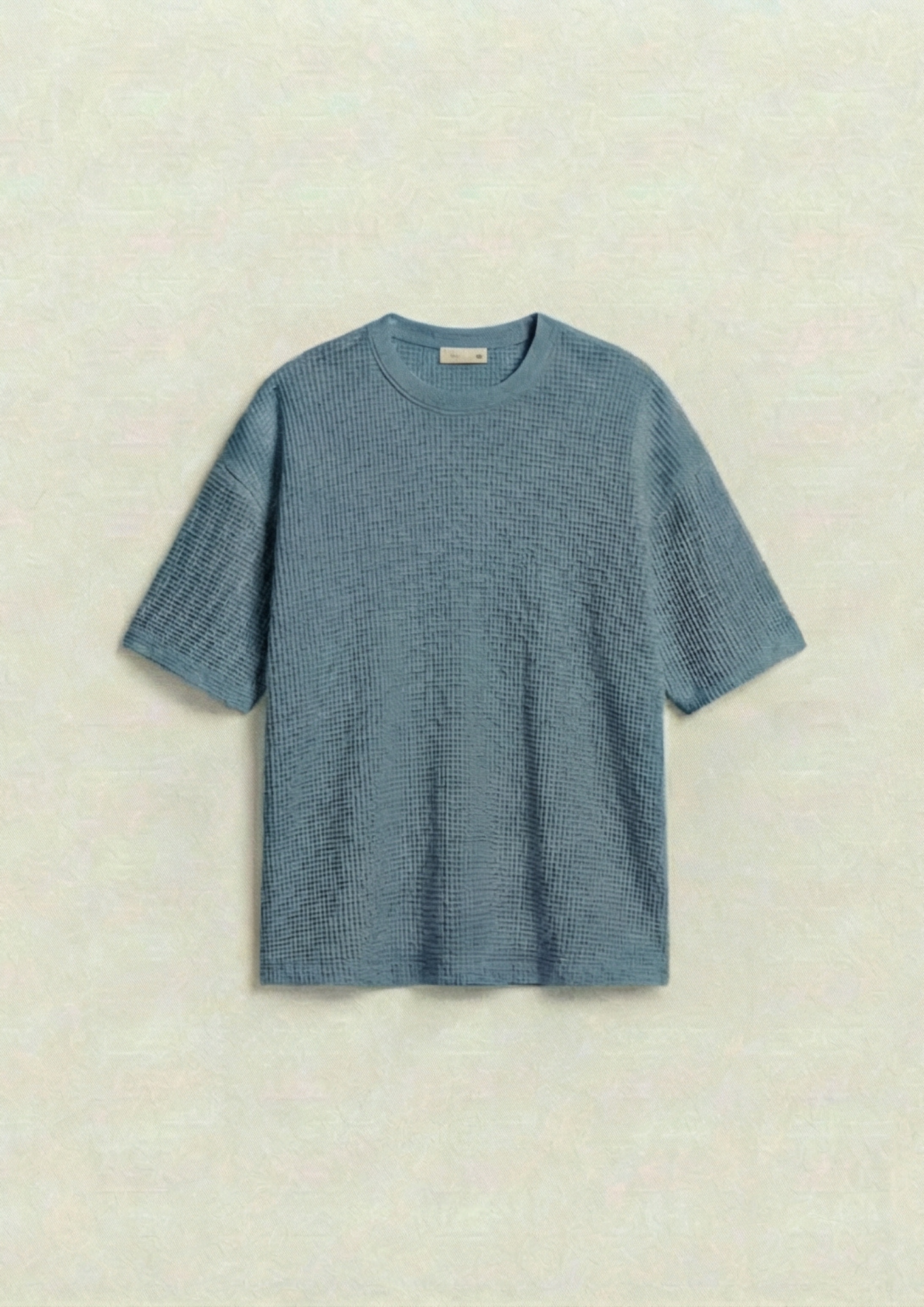 Waffle Knit Oversized Tees - Steal blue