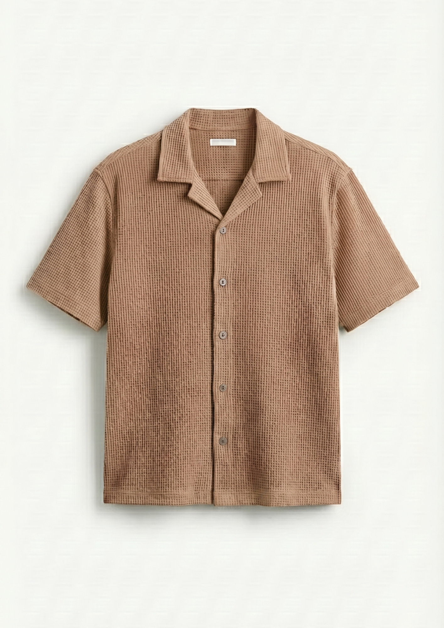 Pack Of 2 Waffle Knit Cuben Collar Shirt - (Black – Desert Sand)