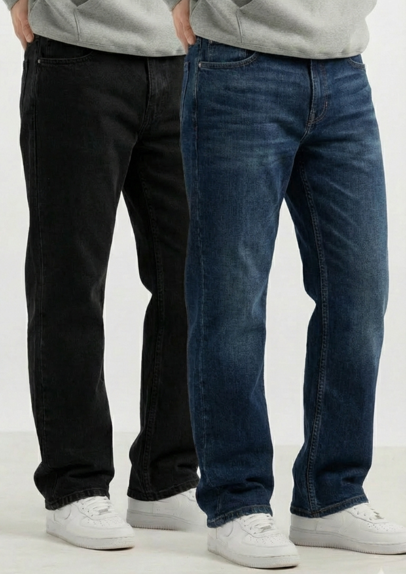 Men's Regular Fit Pack Of 2 - Jeans (Black & Dark blue)