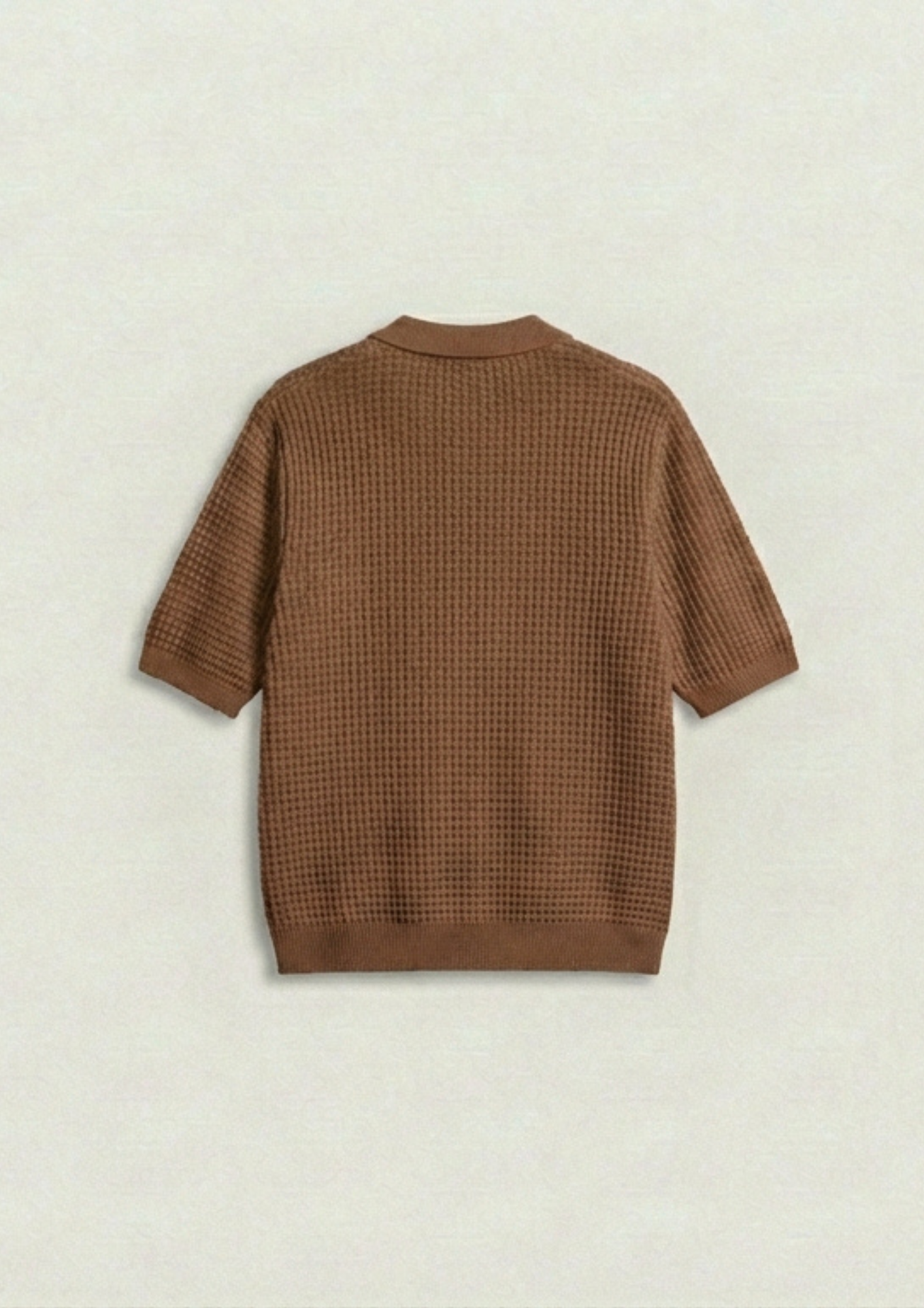 2 Piece Waffle Knit Polo T-Shirt (Brown – Dark Teal)