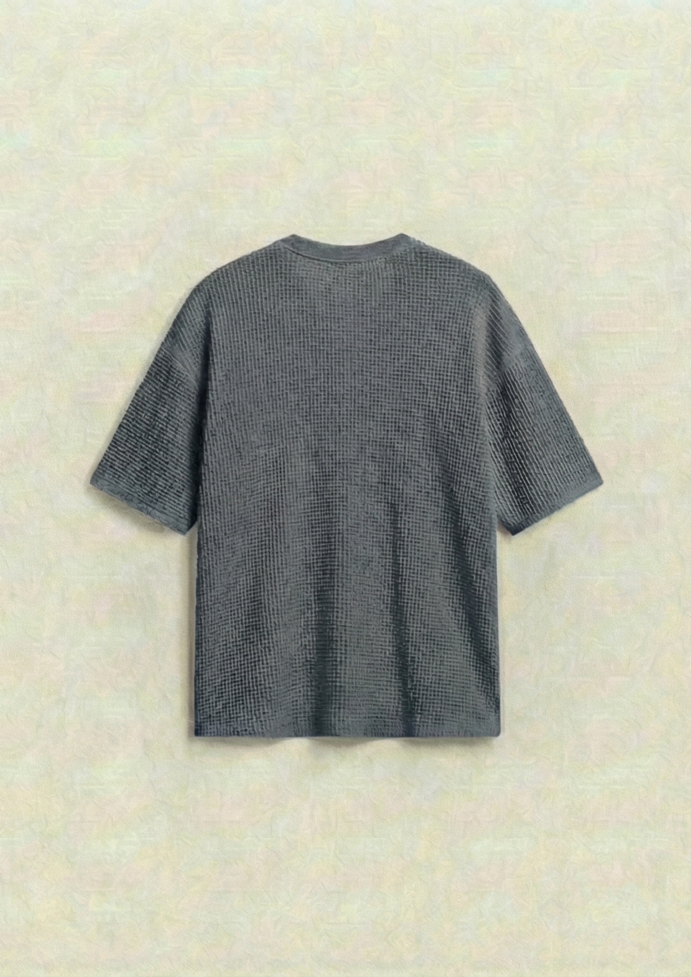 Waffle Knit Oversized Tees - Steal Gray