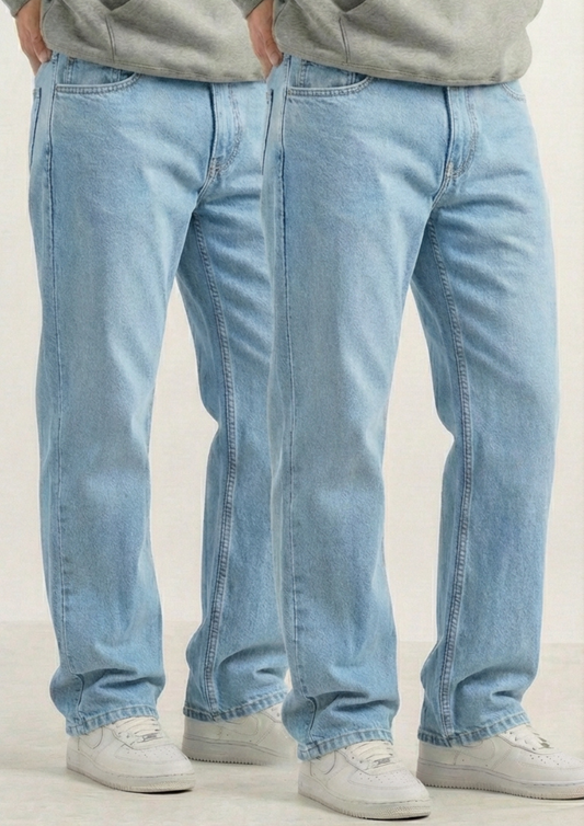 Men's Regular Fit Pack Of 2 - Light Blue Jeans