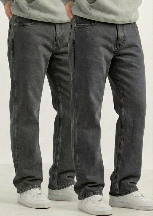 Men's Regular Fit Pack Of 2 - Dark Gray Jeans