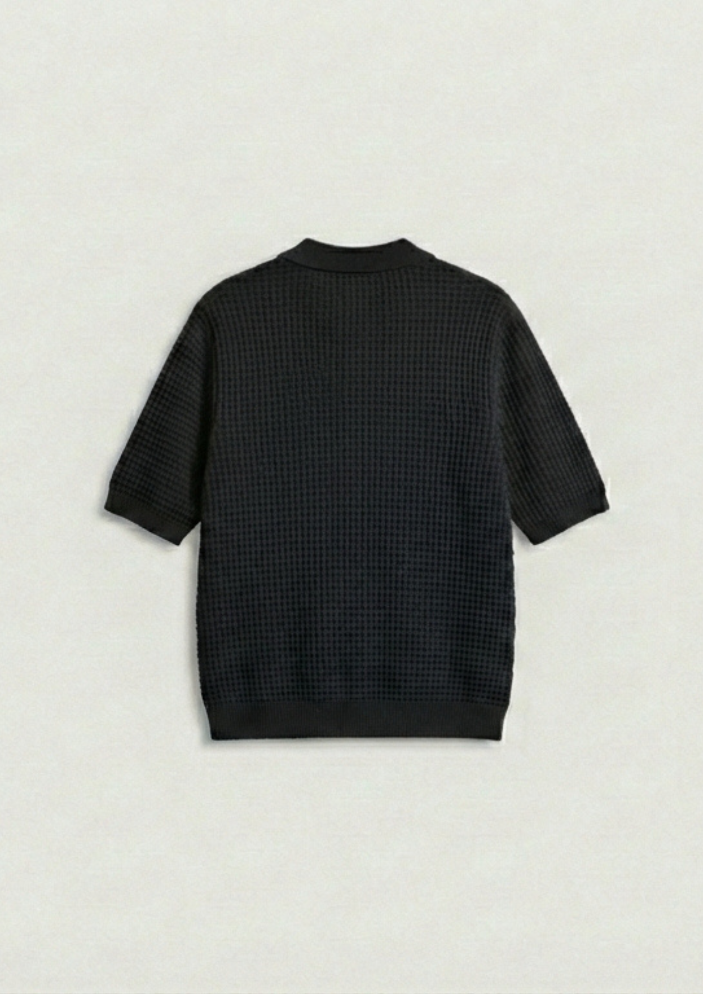 2 Piece Waffle Knit Polo T-Shirt (Black – Charcoal)