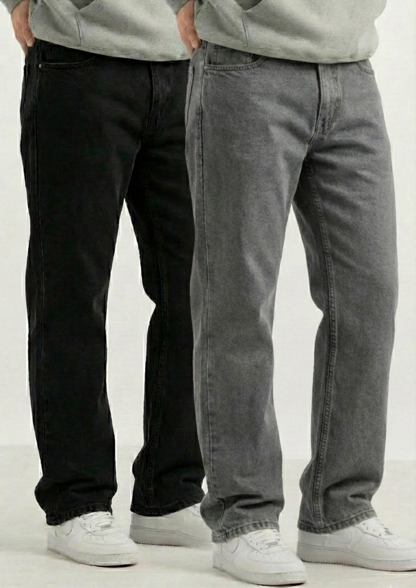 Men's Regular Fit Pack Of 2 - Jeans (Black & Gray)
