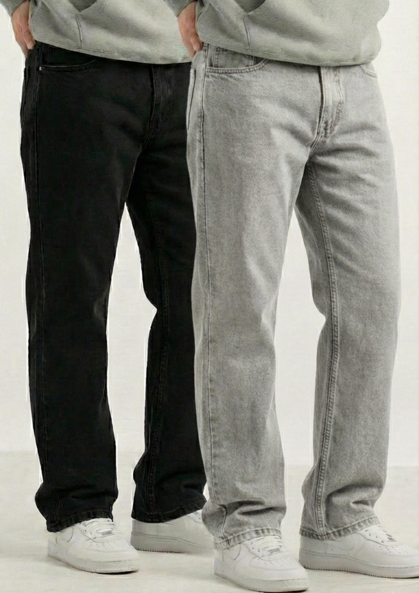 Men's Regular Fit Pack Of 2 - Jeans (Black & Light gray)