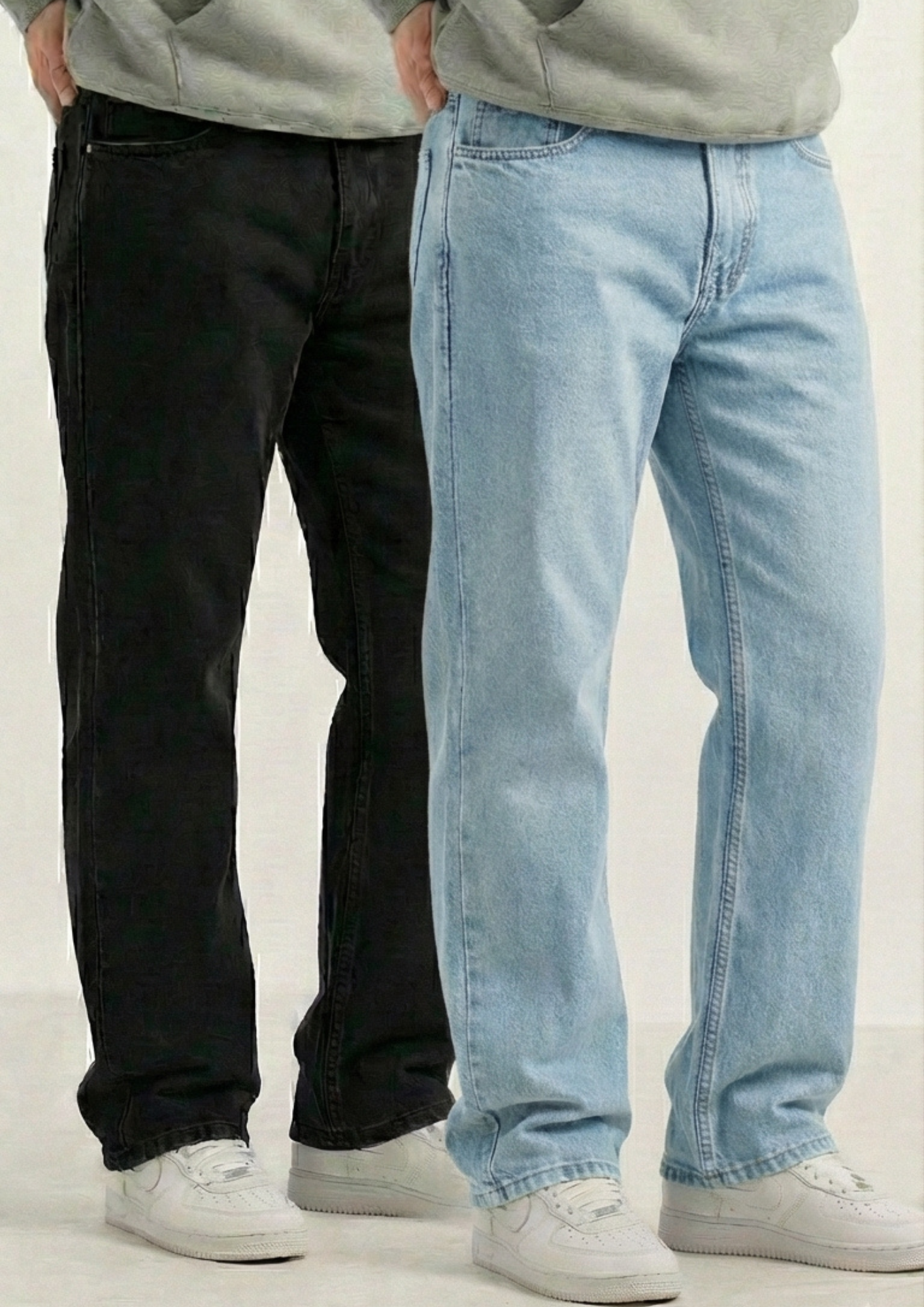 Men's Regular Fit Pack Of 2 - Jeans (Black & Light blue)