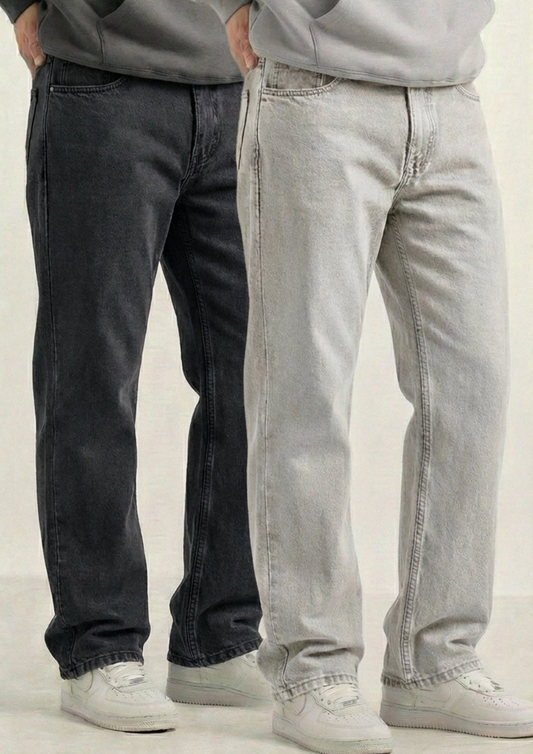 Men's Regular Fit Pack Of 2 - Jeans (Dark gray & Light gray)