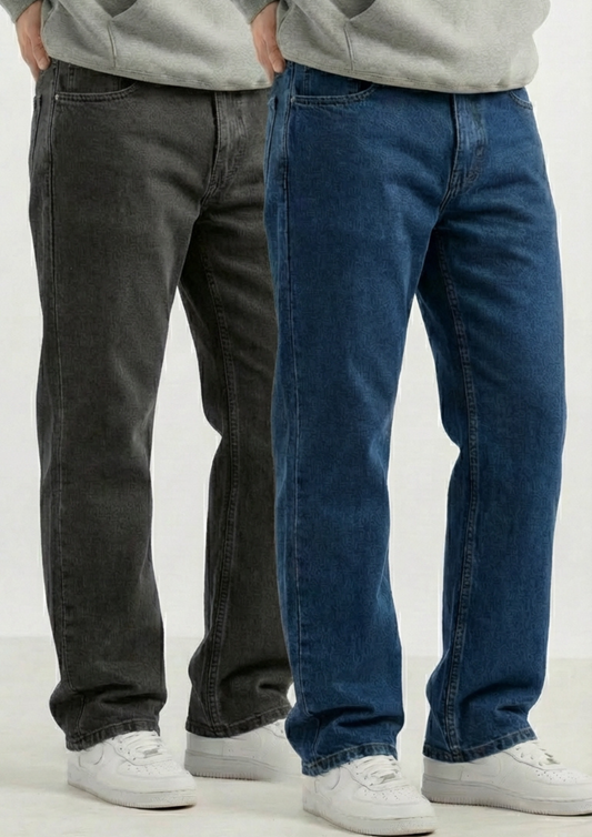 Men's Regular Fit Pack Of 2 - Jeans (Dark gray & blue)
