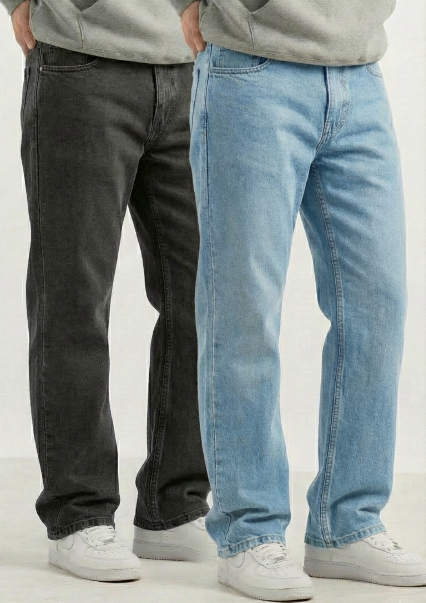 Men's Regular Fit Pack Of 2 - Jeans (Dark gray & Light blue)