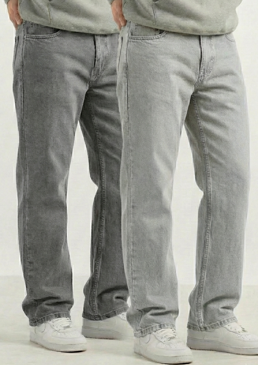 Men's Regular Fit Pack Of 2 - Jeans (Gray & Light gray)