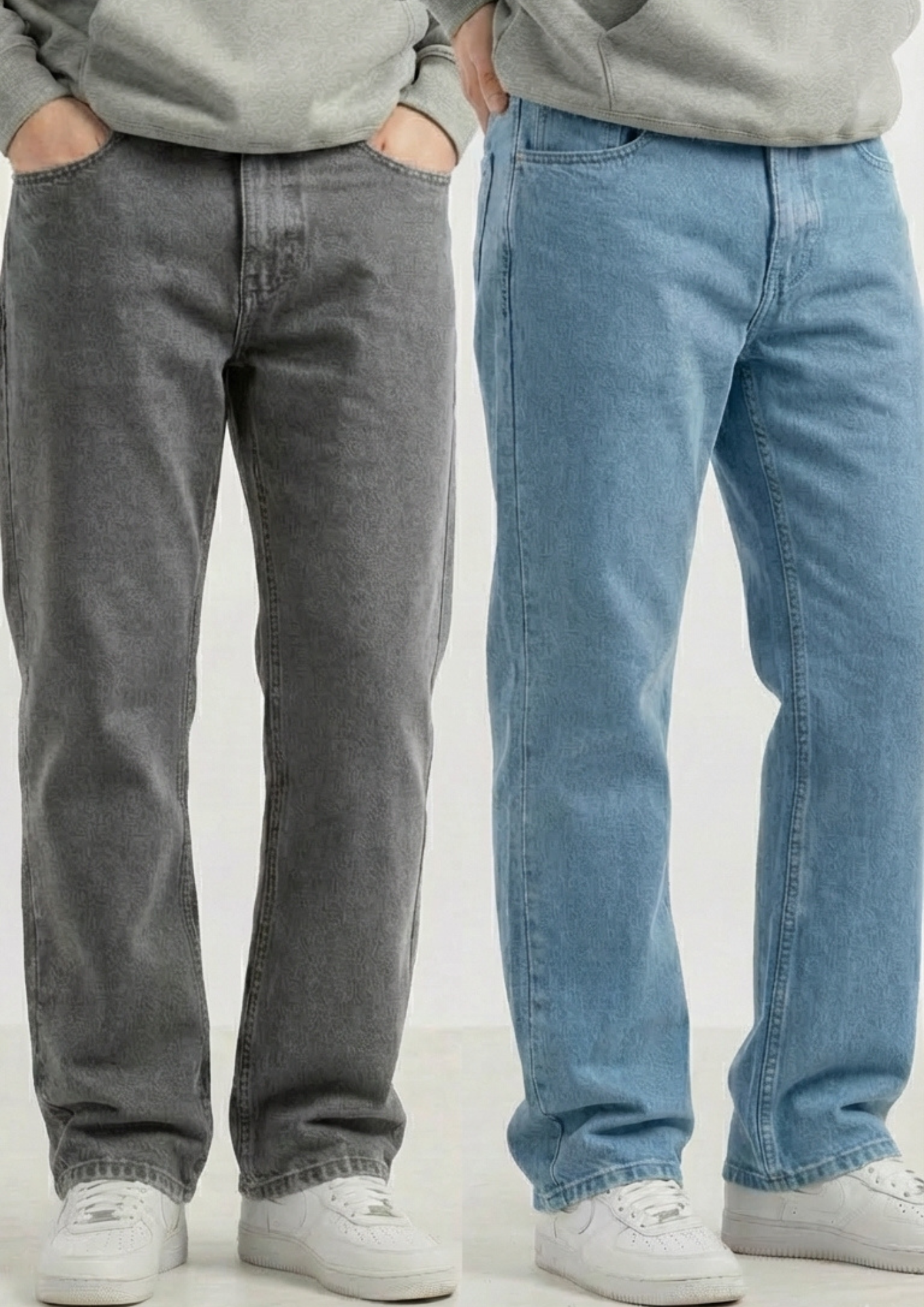Men's Regular Fit Pack Of 2 - Jeans (Gray & Light blue)