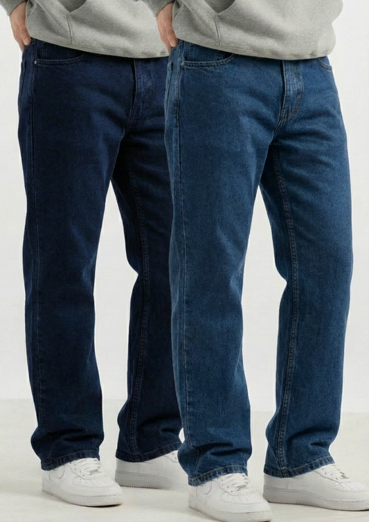 Men's Regular Fit Pack Of 2 - Jeans (Dark blue & Blue)