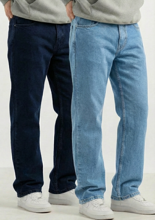 Men's Regular Fit Pack Of 2 - Jeans (Dark blue & Light Blue)