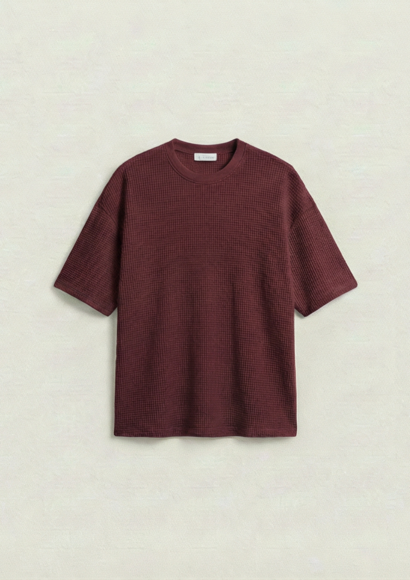 Waffle Knit Oversized Tees - Maroon