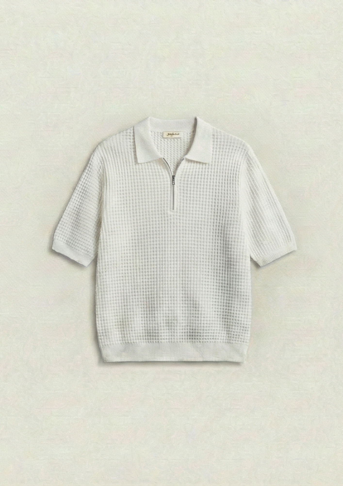 Pack of 2 – Waffle Knit Zipper Polo - (White - Navy Blue)