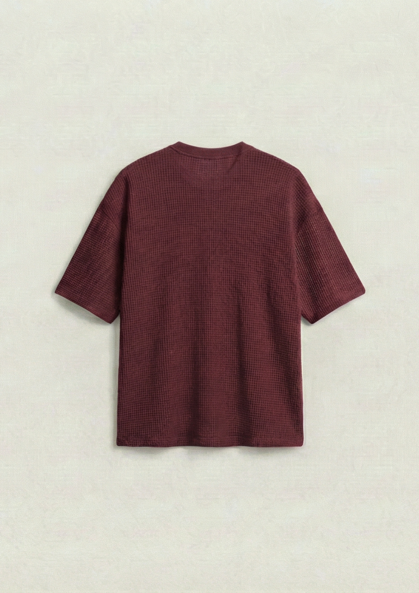 Waffle Knit Oversized Tees - Maroon