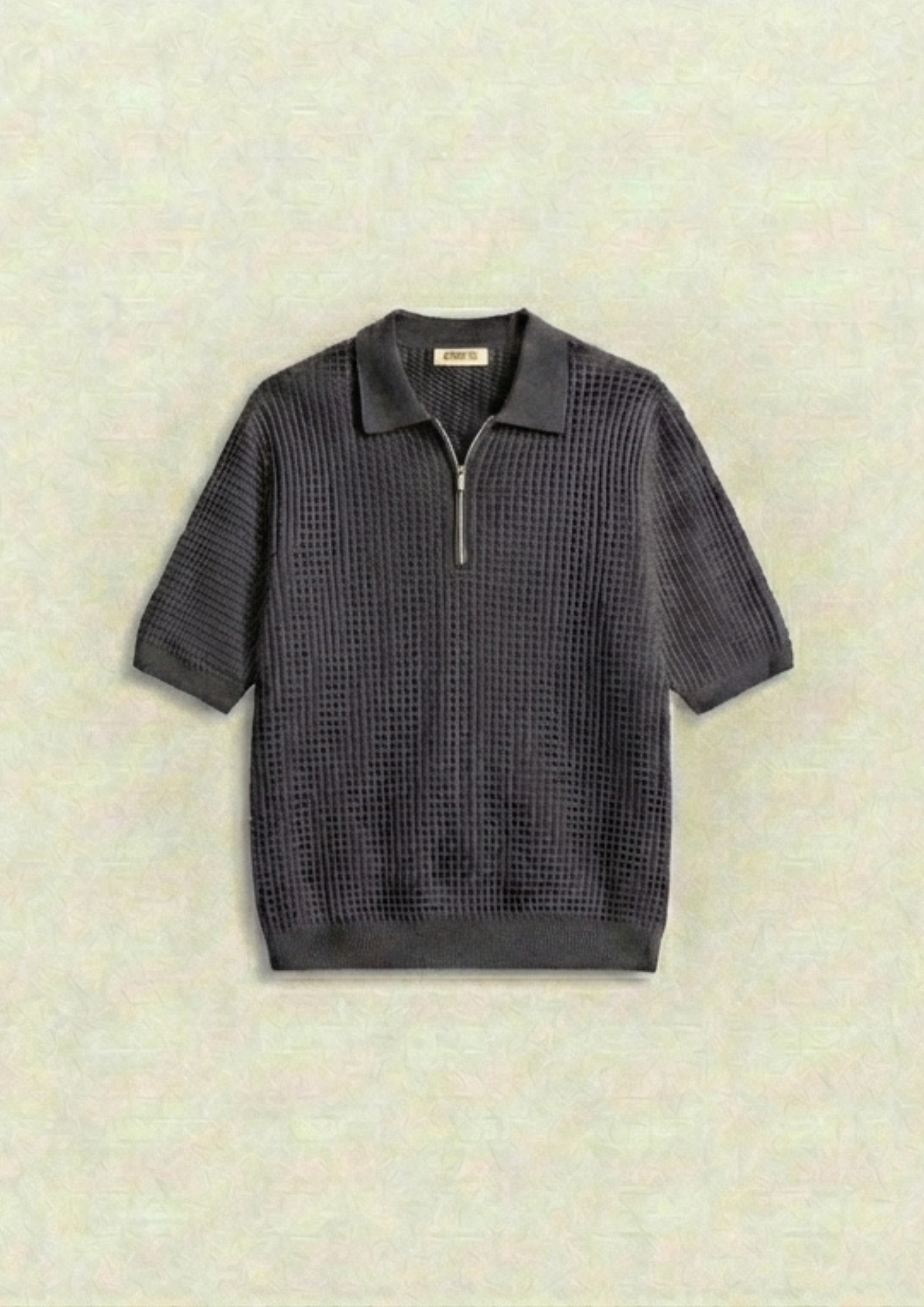 Pack of 2 – Waffle Knit Zipper Polo - (White - Charcoal)