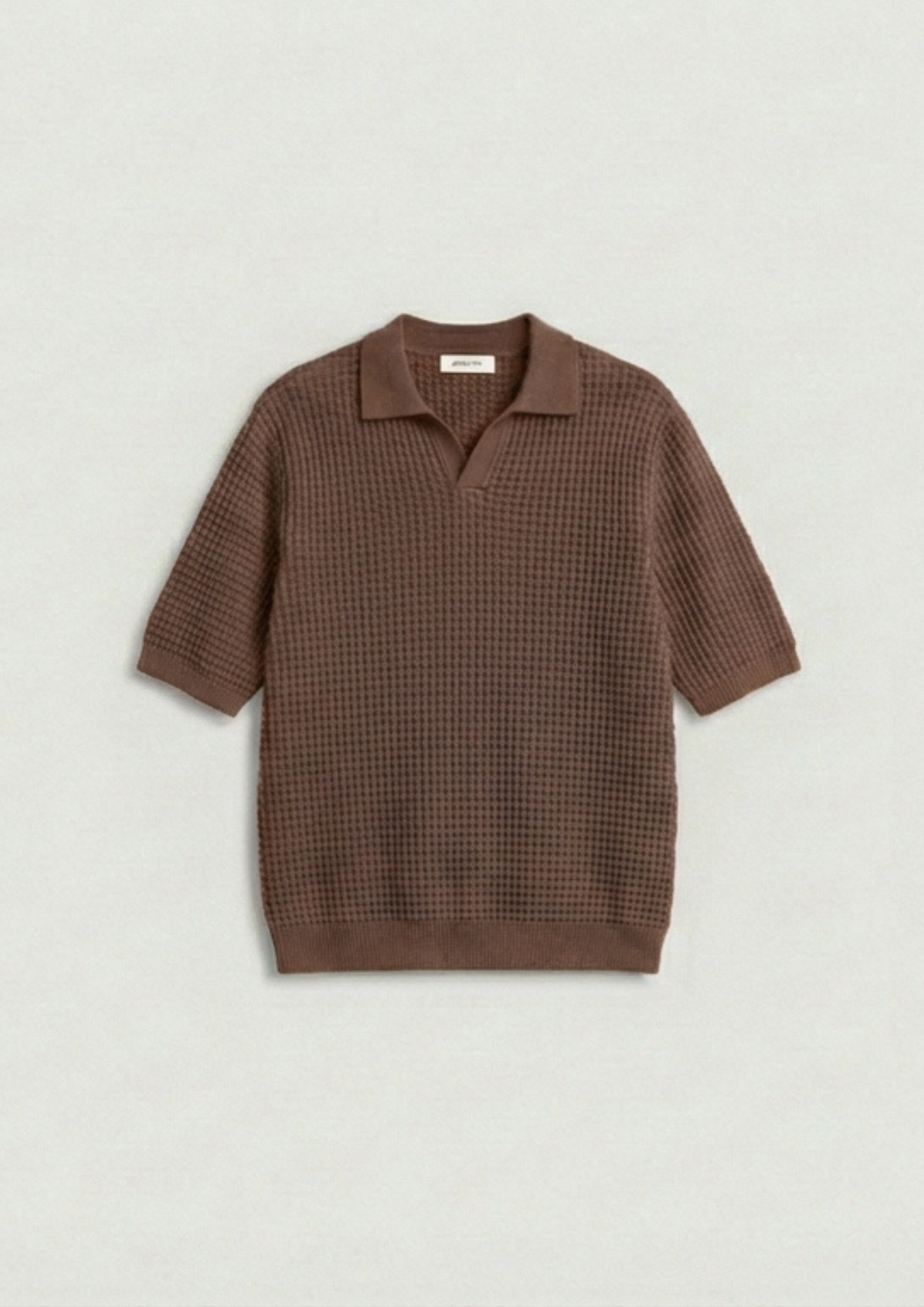 2 Piece Waffle Knit Polo T-Shirt (Black – Mocha)