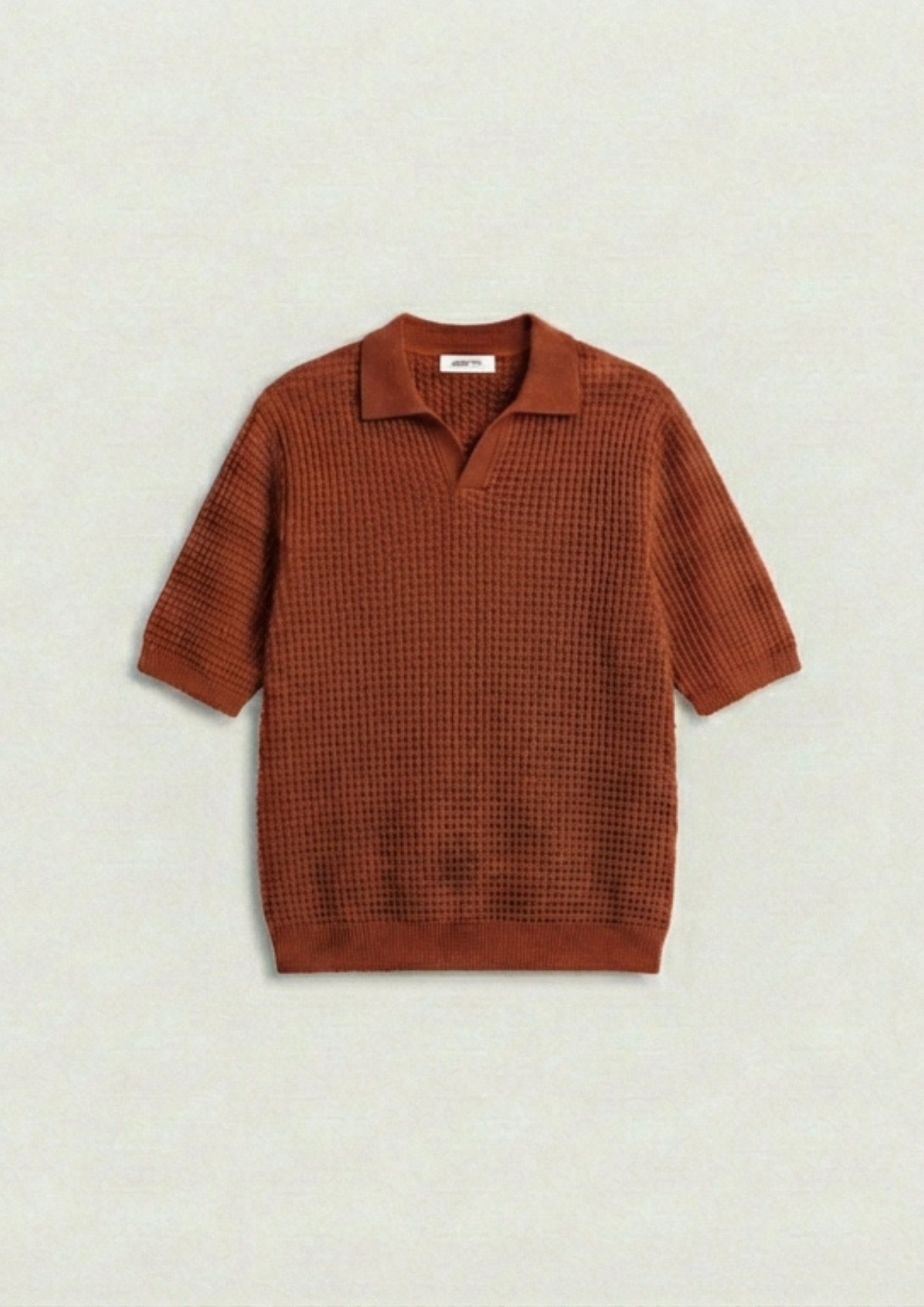 2 Piece Waffle Knit Polo T-Shirt (Dodger Blue – Rust)