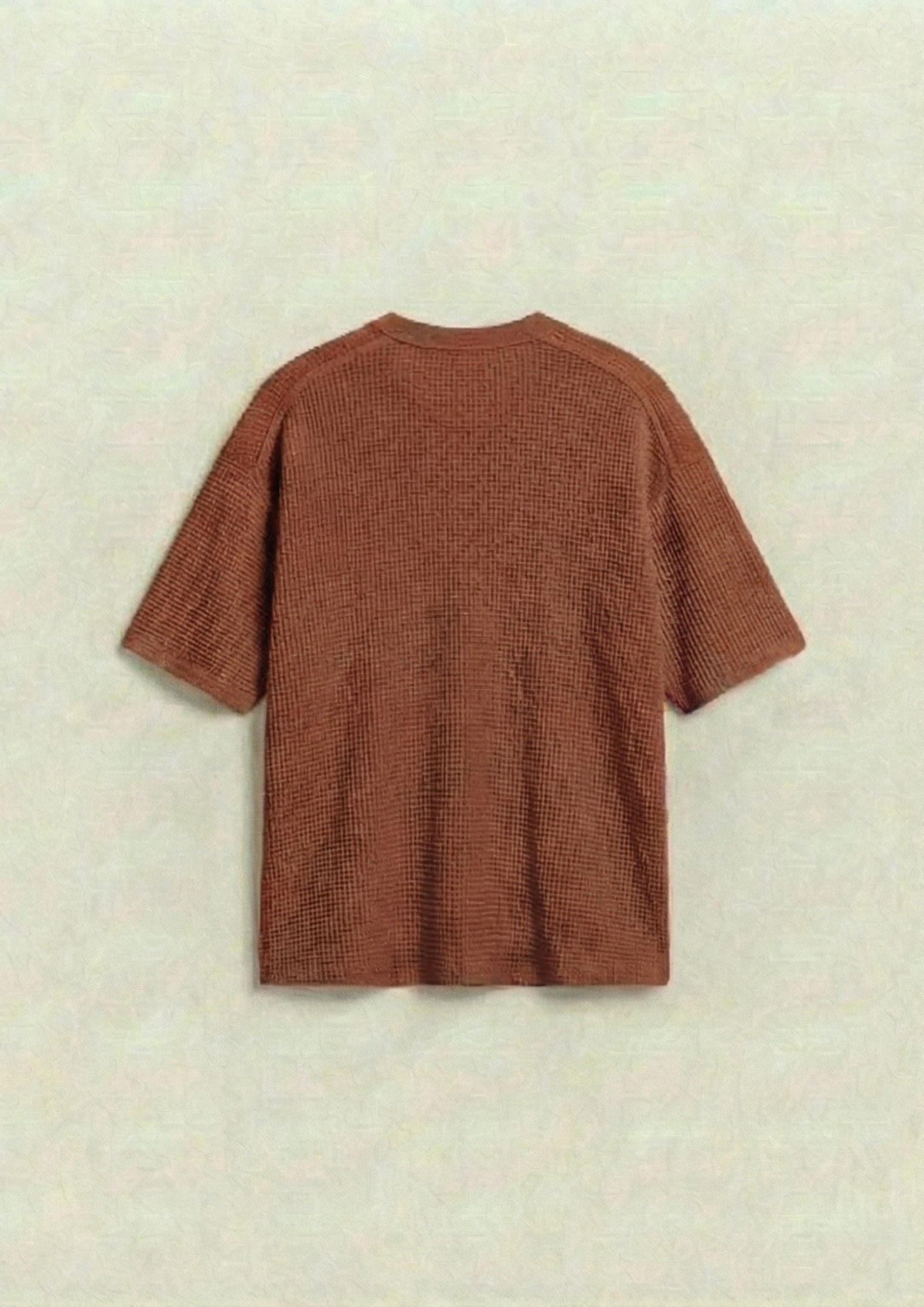 Waffle Knit Oversized Tees - Rust