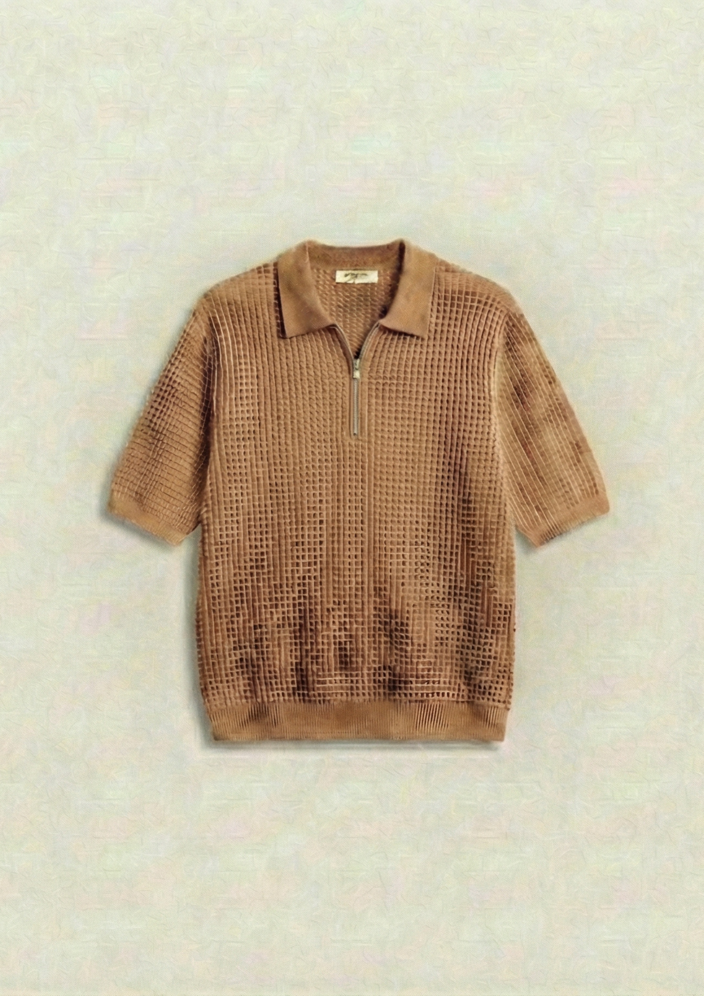 Pack of 2 – Waffle Knit Zipper Polo - (Black – Desert Sand)