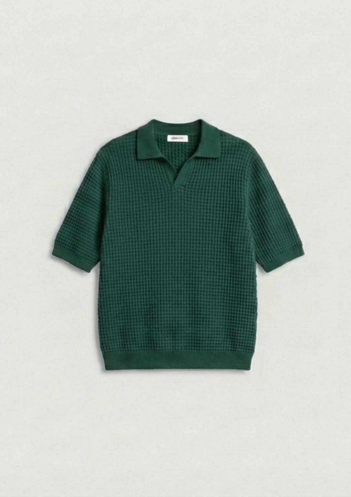 2 Piece Waffle Knit Polo T-Shirt (Dodger Blue – Bottle Green)