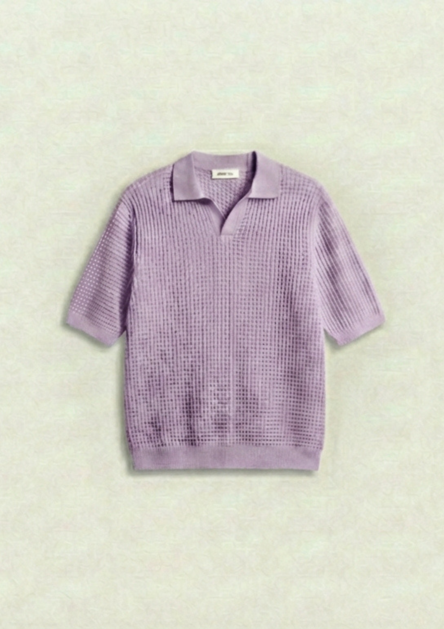 2 Piece Waffle Knit Polo T-Shirt (White – Lilac)