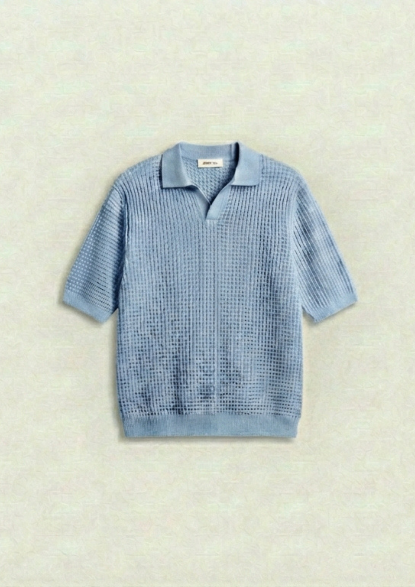 2 Piece Waffle Knit Polo T-Shirt (Brown – Light Blue)