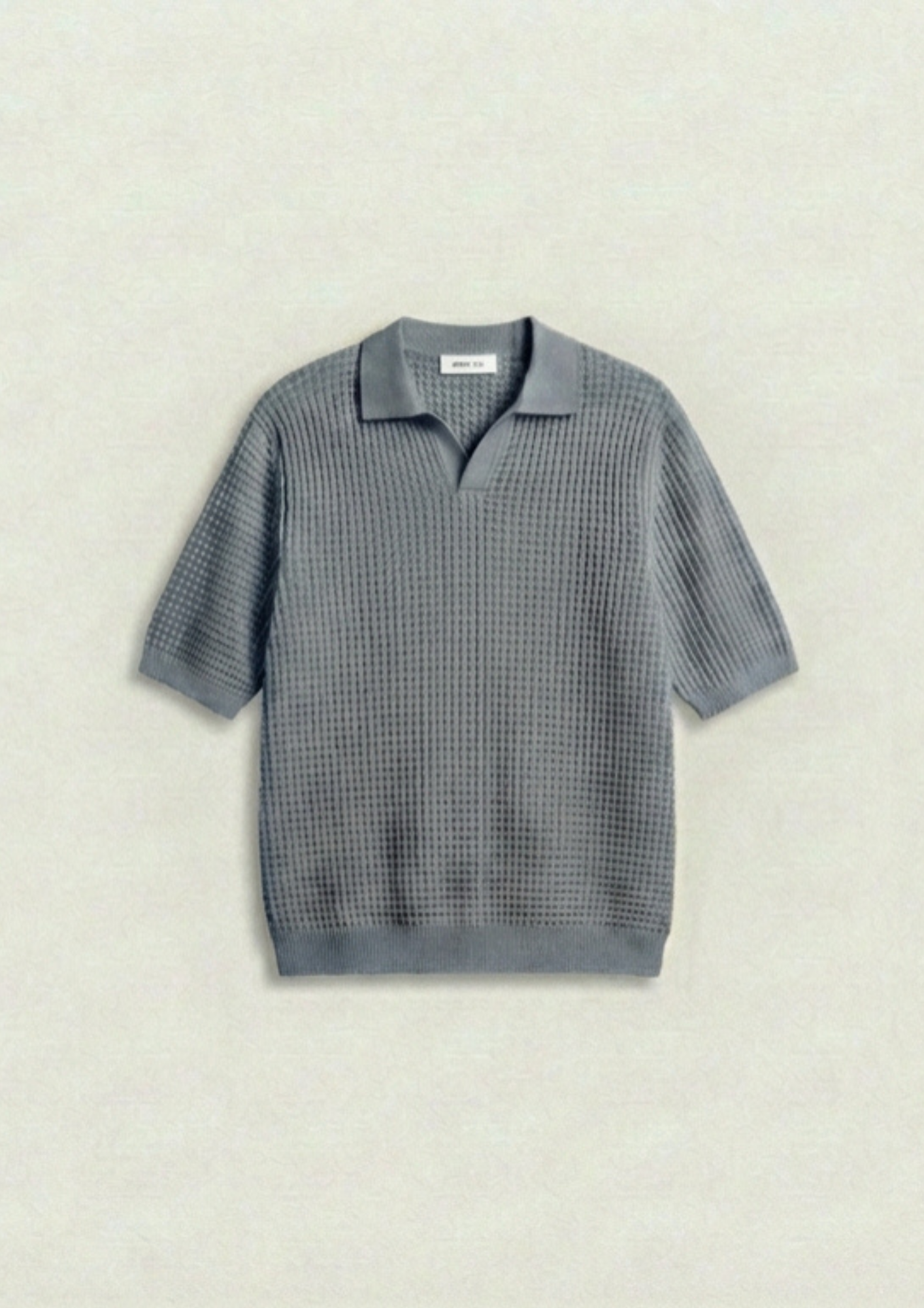 2 Piece Waffle Knit Polo T-Shirt (Navy Blue – Steel Gray)