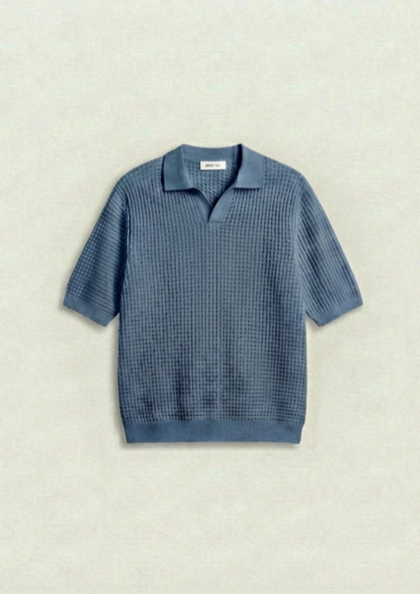 2 Piece Waffle Knit Polo T-Shirt (Steel Blue – Dark Teal)