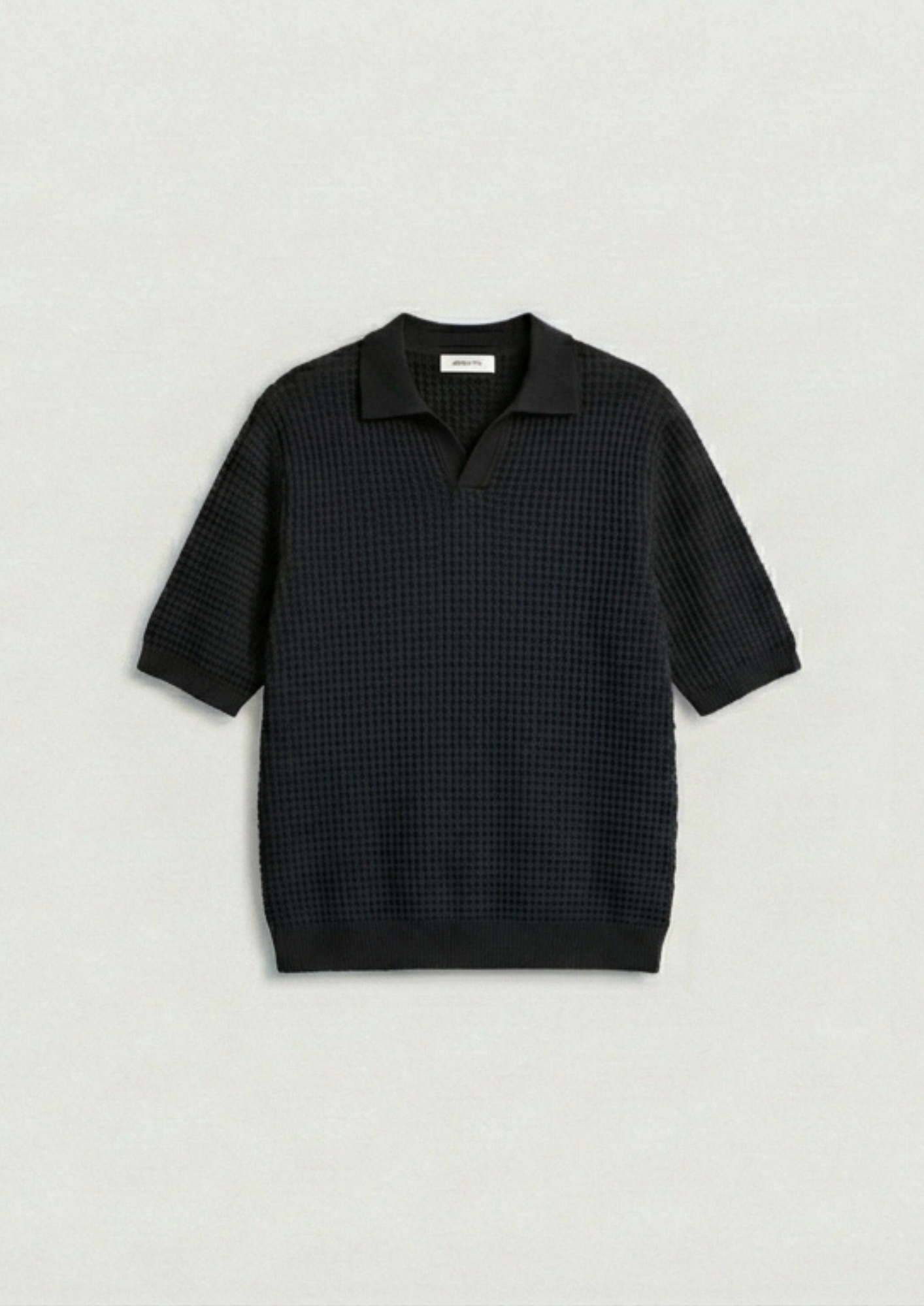 2 Piece Waffle Knit Polo T-Shirt (Black – Dark Teal)