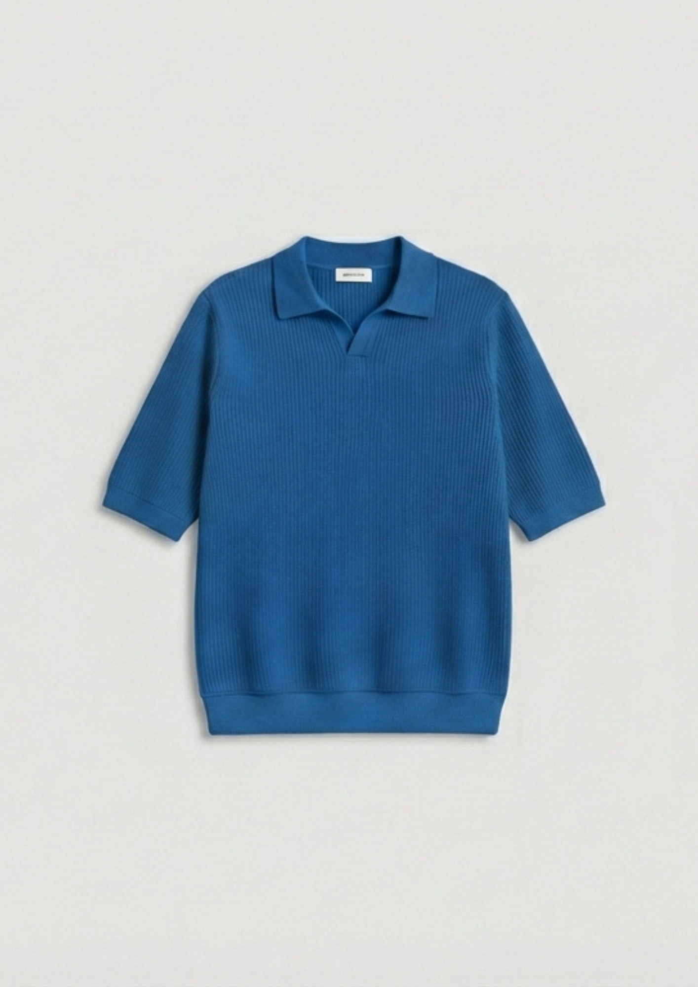 2 Piece Waffle Knit Polo T-Shirt (Dodger Blue – Black)