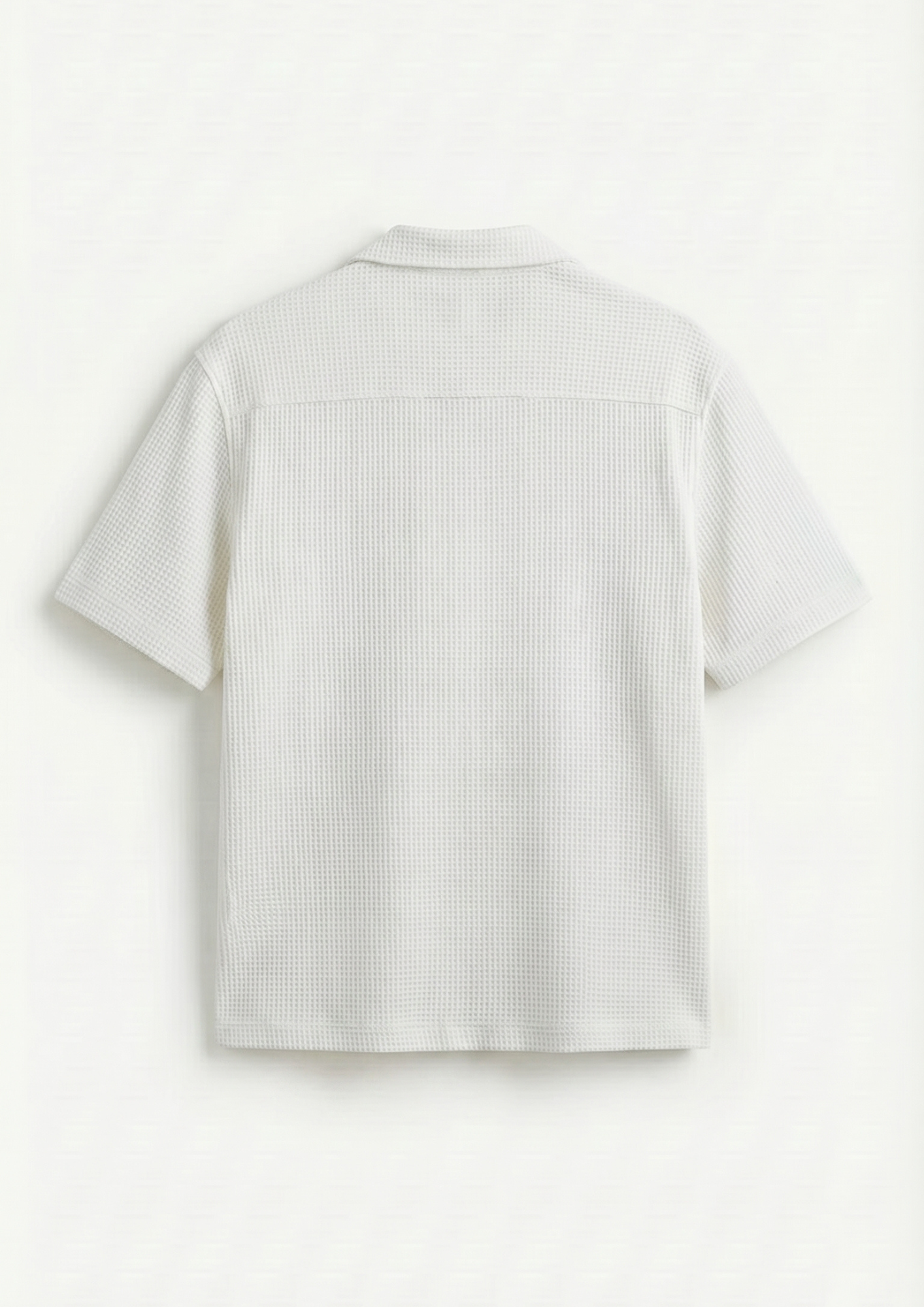 Pack Of 2 Waffle Knit Cuben Collar Shirt - (White - Maroon)