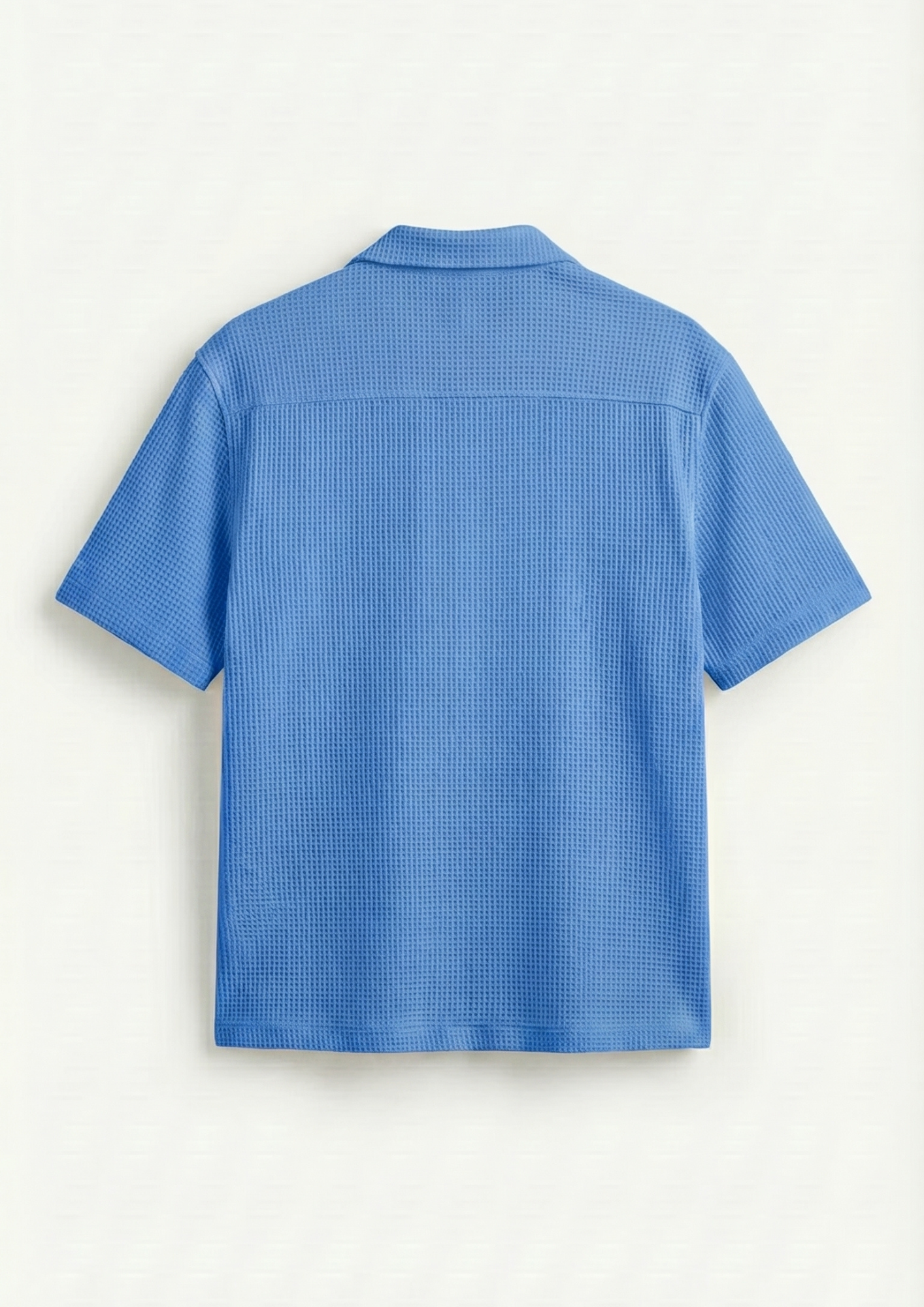 Pack Of 2 Waffle Knit Cuben Collar Shirt - (Dodger Blue – Navy Blue)