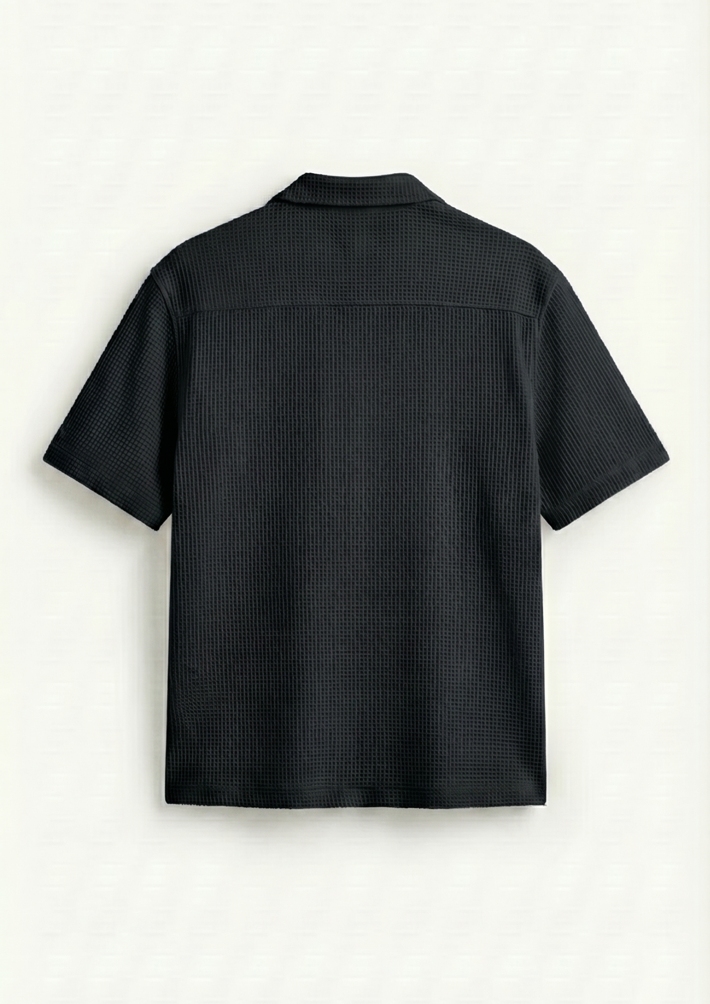 Pack Of 2 Waffle Knit Cuben Collar Shirt - (Black – Brown)