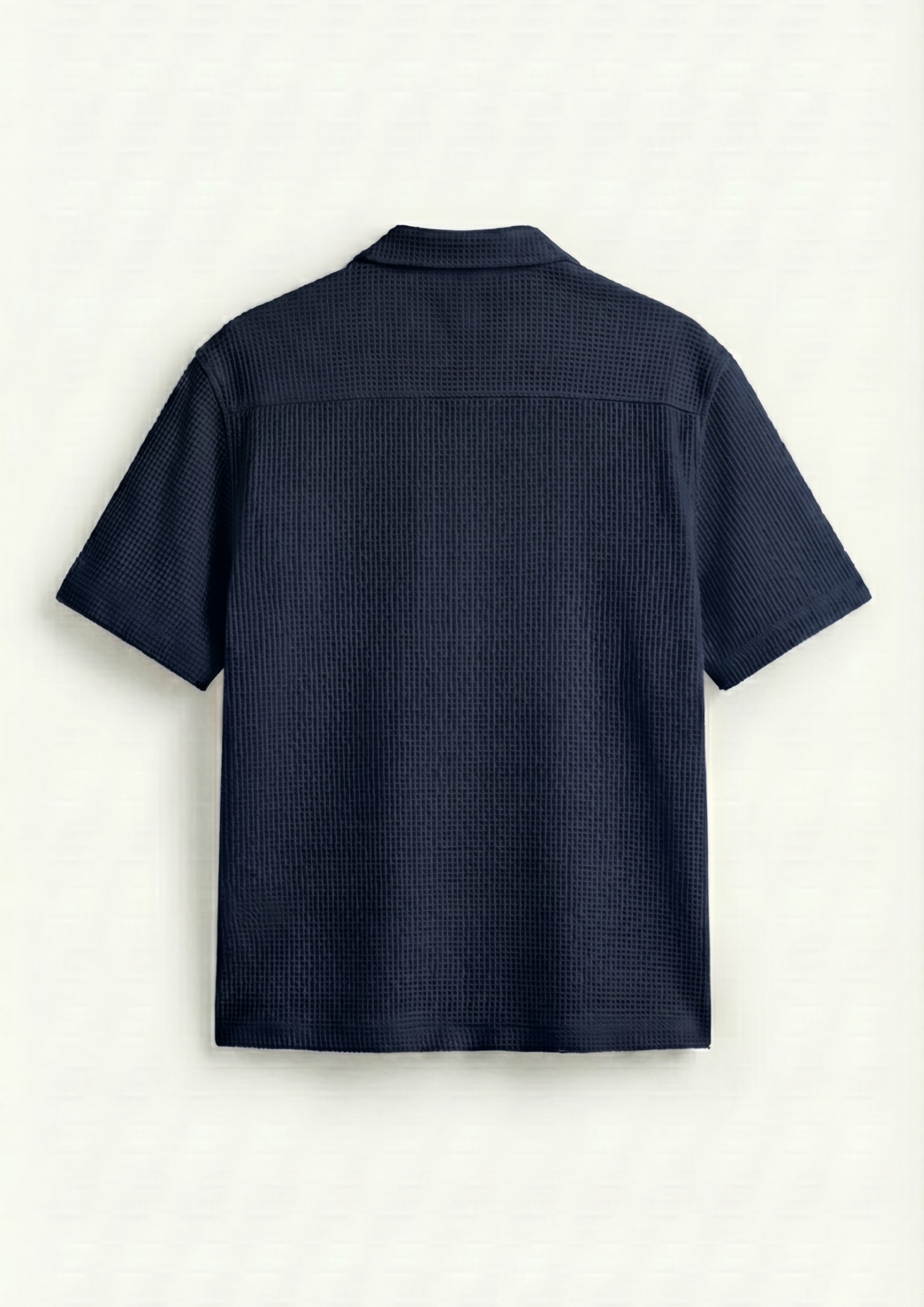 Pack Of 2 Waffle Knit Cuben Collar Shirt - (Black – Navy Blue)