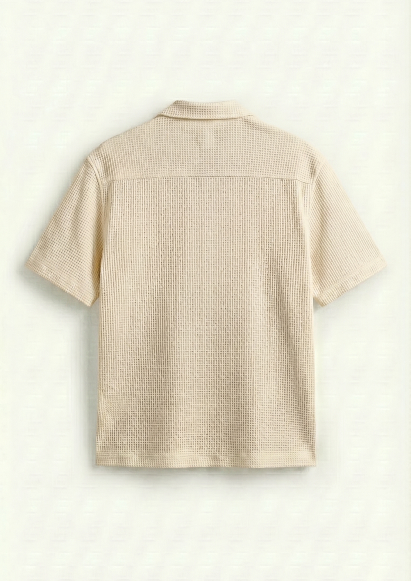 Pack Of 2 Waffle Knit Cuben Collar Shirt - (White - Cream)