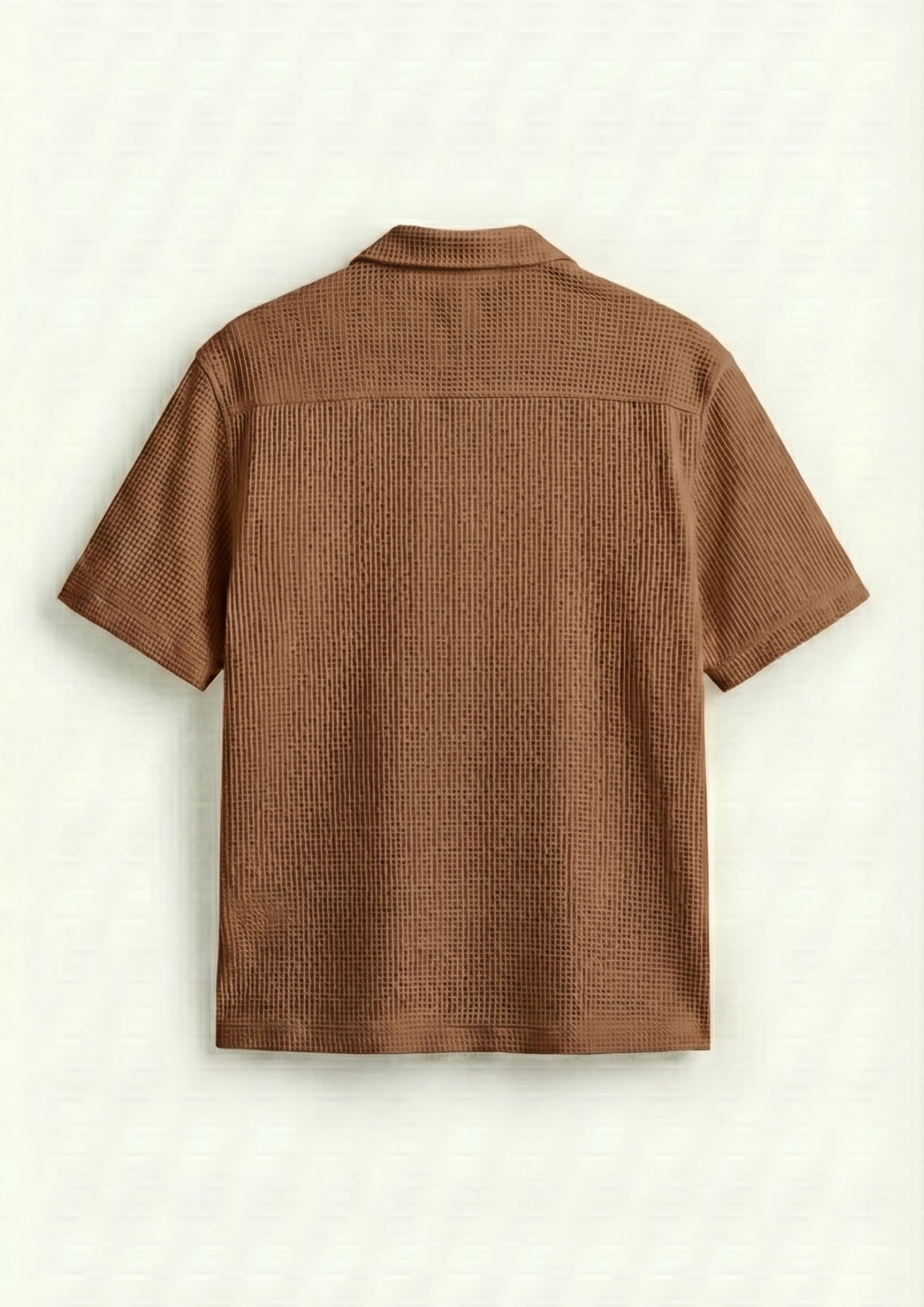 Pack Of 2 Waffle Knit Cuben Collar Shirt - (Black – Brown)