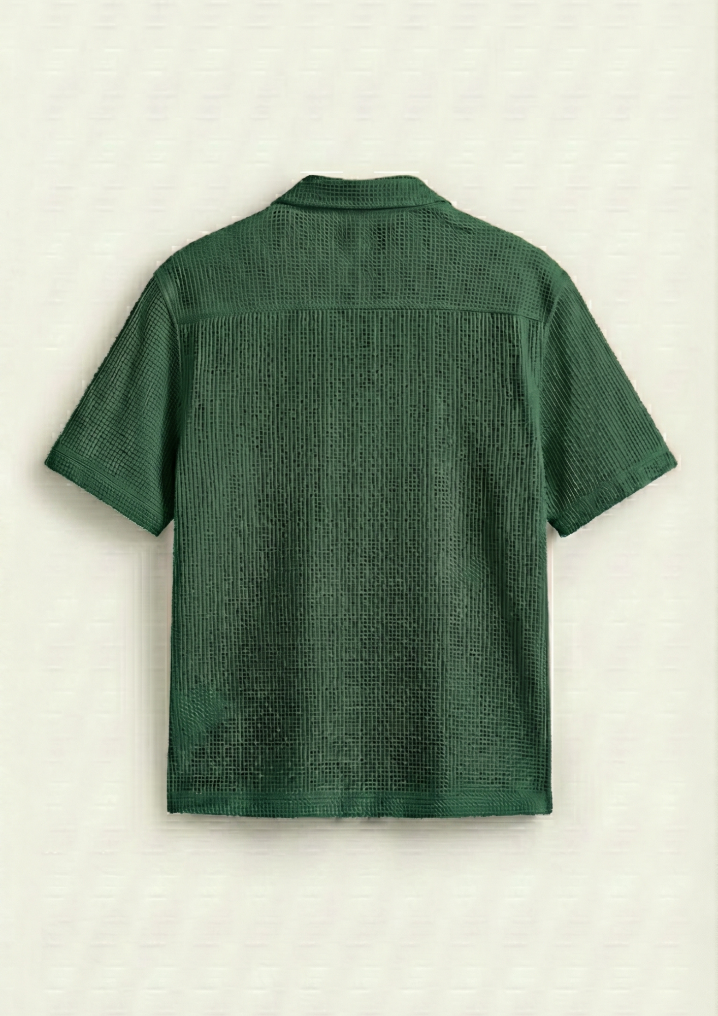 Pack Of 2 Waffle Knit Cuben Collar Shirt - (Black – Bottle Green)