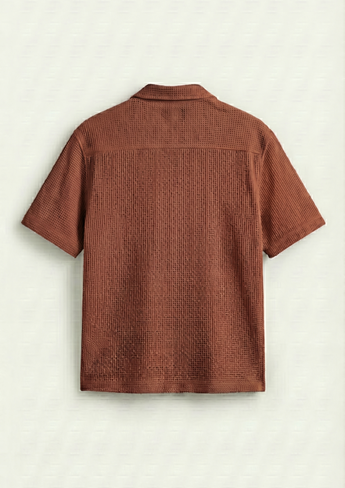 Pack Of 2 Waffle Knit Cuben Collar Shirt - (White - Rust)