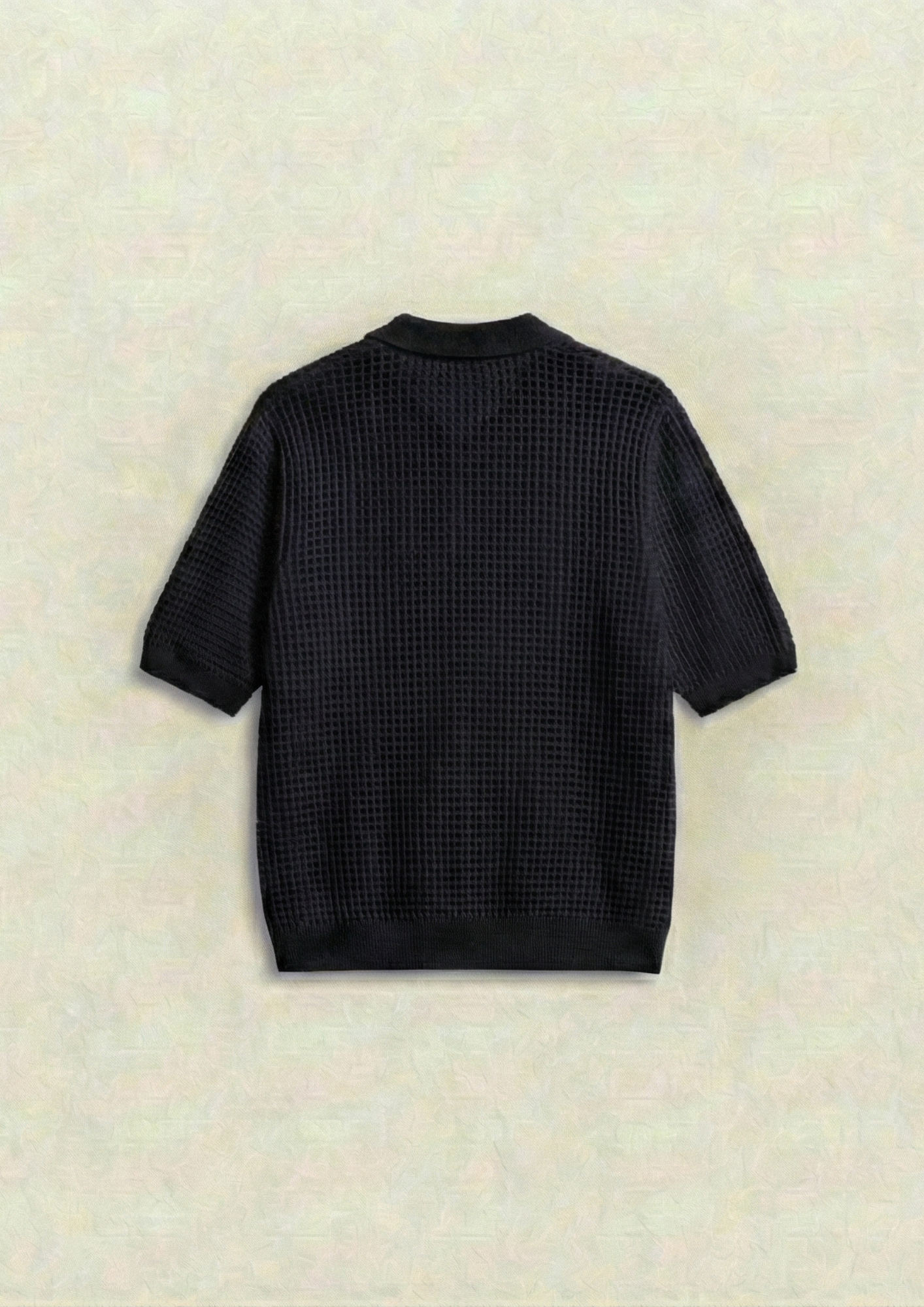 Pack of 2 – Waffle Knit Zipper Polo - (Black - White)