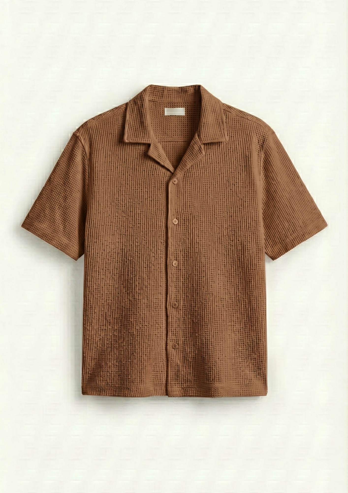 Pack Of 2 Waffle Knit Cuben Collar Shirt - (Black – Brown)