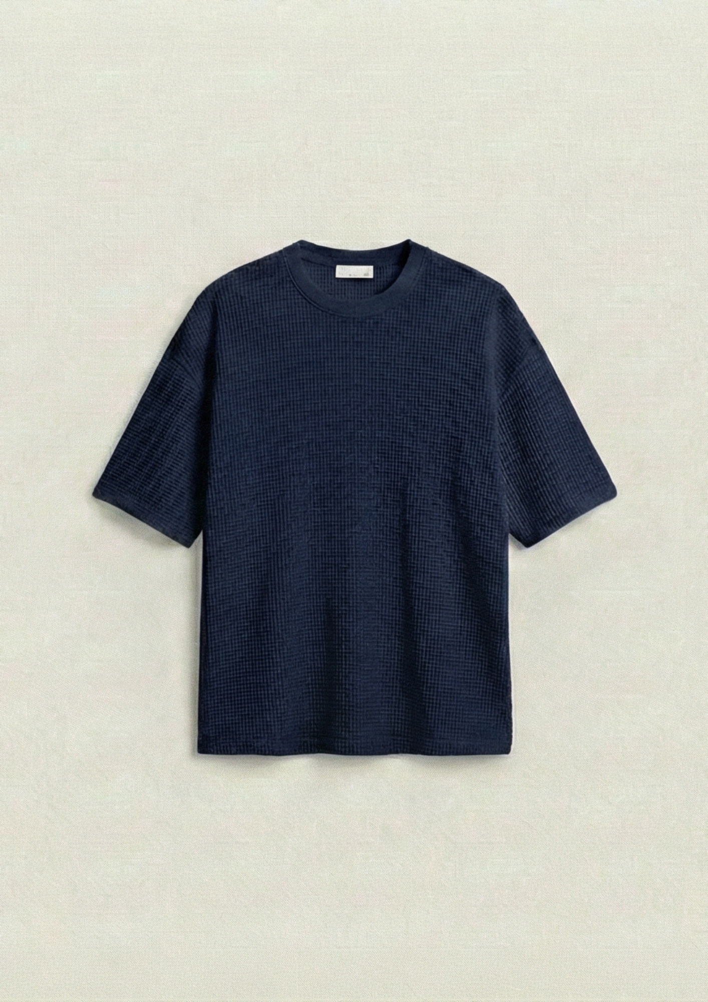 Pack of 2 – Waffle Knit Oversized Tees - (White - Navy Blue)