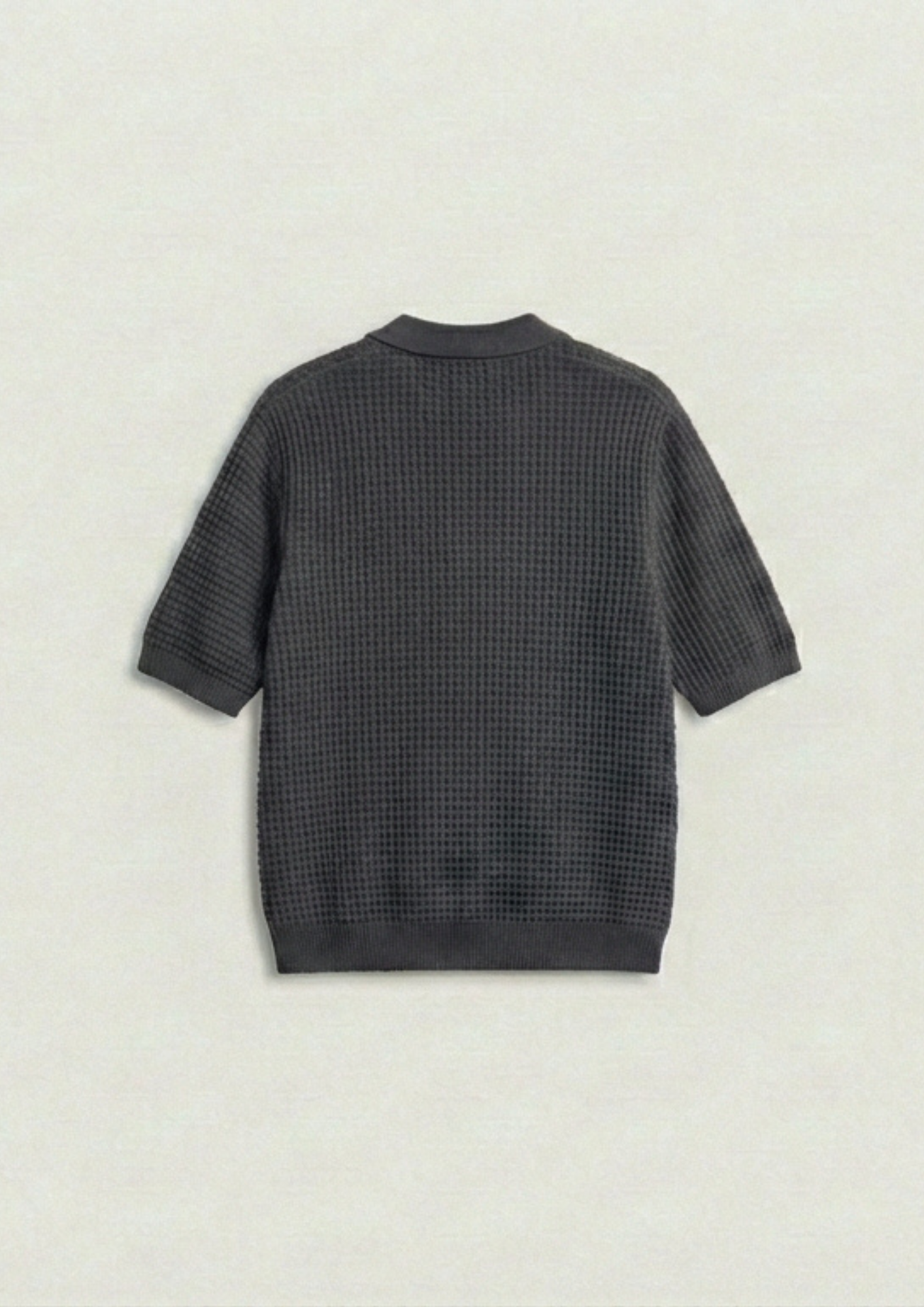 2 Piece Waffle Knit Polo T-Shirt (Black – Charcoal)